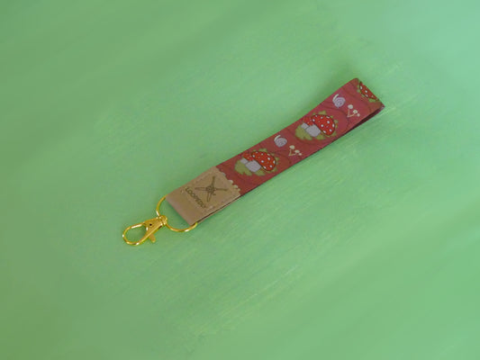Mushroom Pattern Wristlet Keychain | Compatible with the Loop Lock