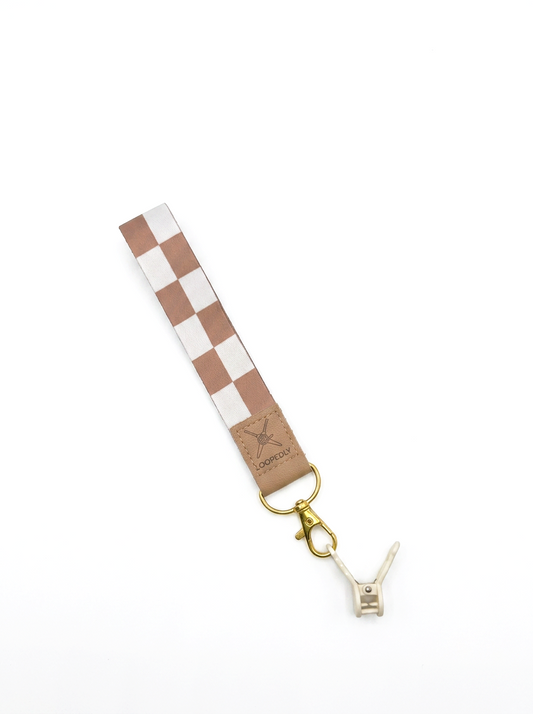 Checkered Pattern Wristlet Keychain | Compatible with the Loop Lock